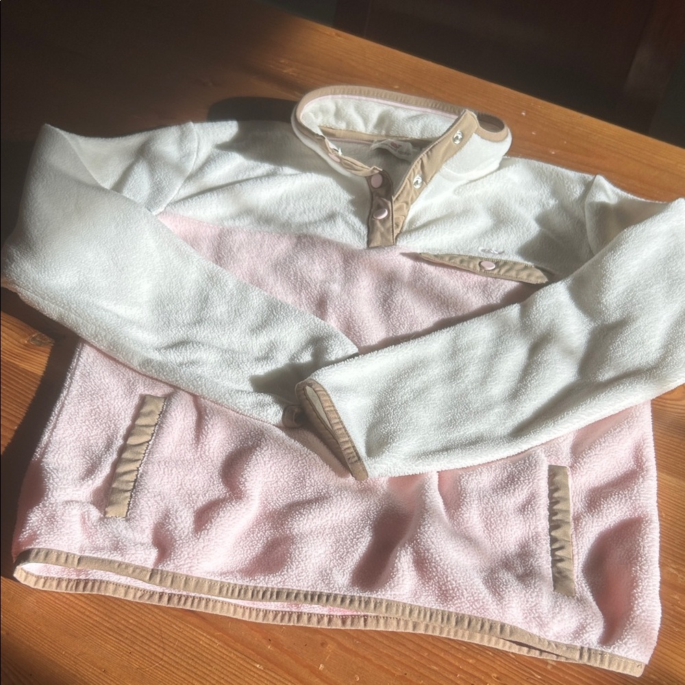 Vineyard vines Pink and Cream Fleece Pullover